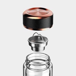 新品雷德夫双层玻璃杯男士便携办公耐热隔热泡茶杯水杯大号大容量