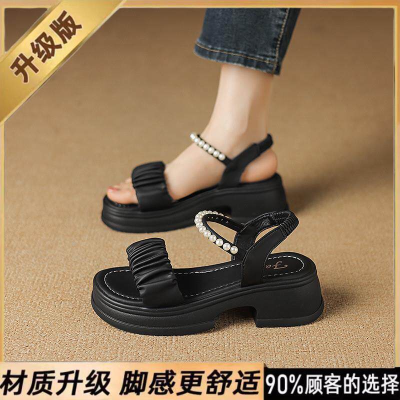 新品配裙子精致凉鞋女士夏季2026新款孕妇外穿高级感34码厚底罗马