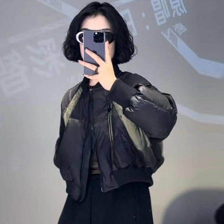 好货黑色面包服2026春秋新款欧货拼接棉服小个子时尚洋气加厚外套