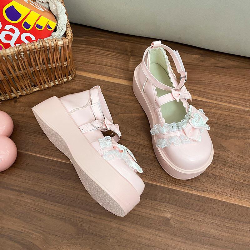 新品厚底蝴蝶结学院风jk鞋
