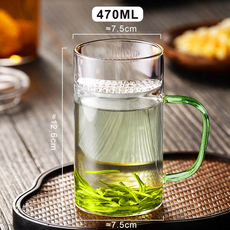 新品高硼硅月牙杯泡绿茶专用玻璃杯茶杯带过滤茶水分离水杯2025新
