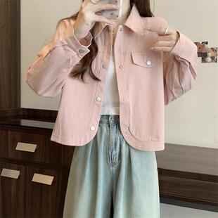 美式polo领夹克外套女春秋2025新款大码胖mm宽松小众工装正肩上衣