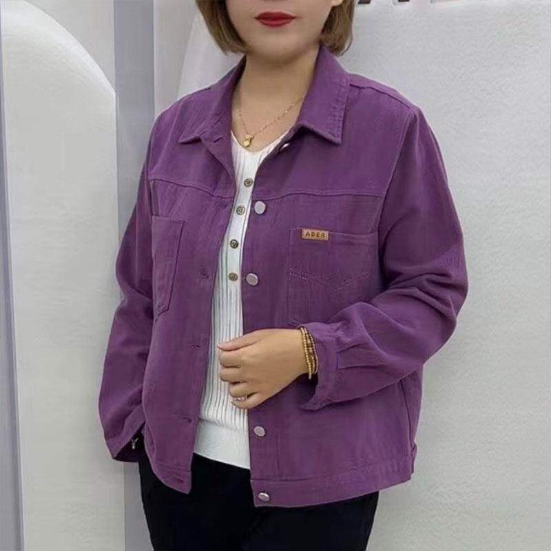 好货时尚宽松休闲牛仔外套女2026秋季新款纯色百搭显瘦中年妈妈装