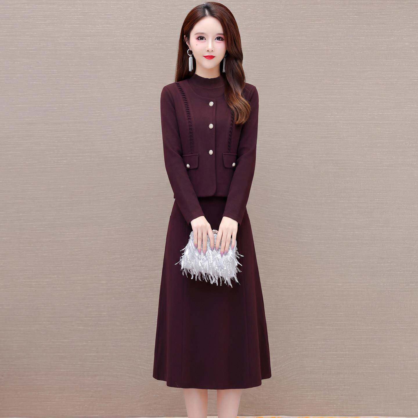 好货小香风时尚套装女2026年秋季新款妈妈装修身百搭减龄连衣裙两