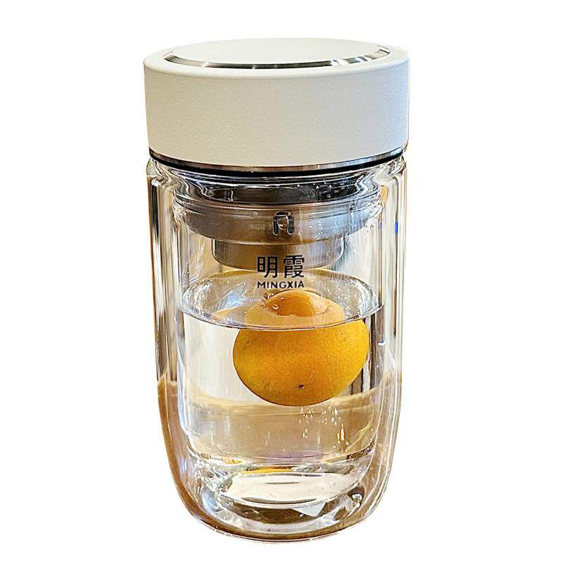 高颜值水杯女士2025新款男士茶水分离泡茶杯子双层高硼硅玻璃杯