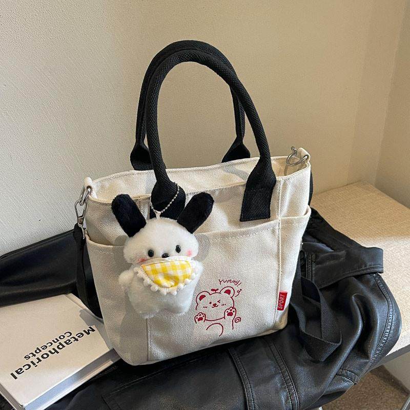 推荐轻便撞色手提帆布包包女式2025新款休闲百搭斜挎包上班通勤小