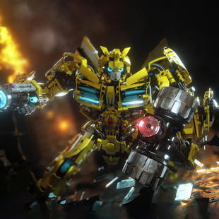 千麦积木天火擎天机甲柱变形大黄蜂玩具金刚儿童拼装 玩具男孩礼物