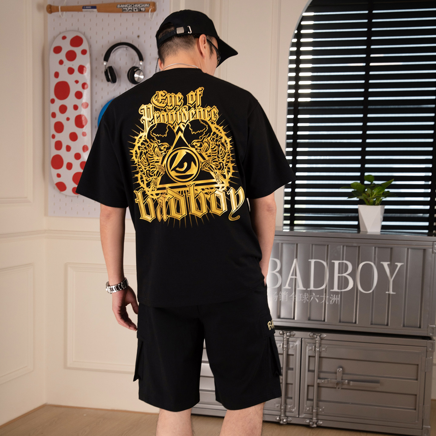 BAD BOY品牌短袖重磅潮牌美式字母印花男女款情侣装宽松凉感T恤