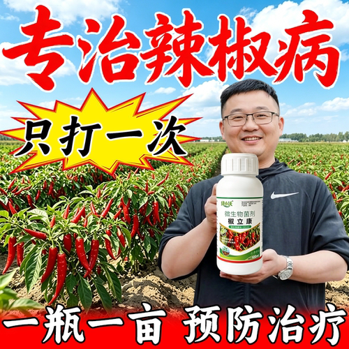 正品辣椒病毒病专用药白粉卷叶病黄叶炭疽疫病辣椒真菌细菌杀菌剂