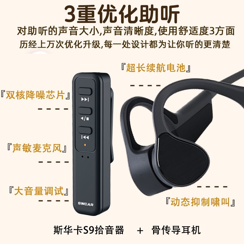 斯华卡骨传导助听耳机老人年轻人耳背耳聋无线蓝牙拾音器重度