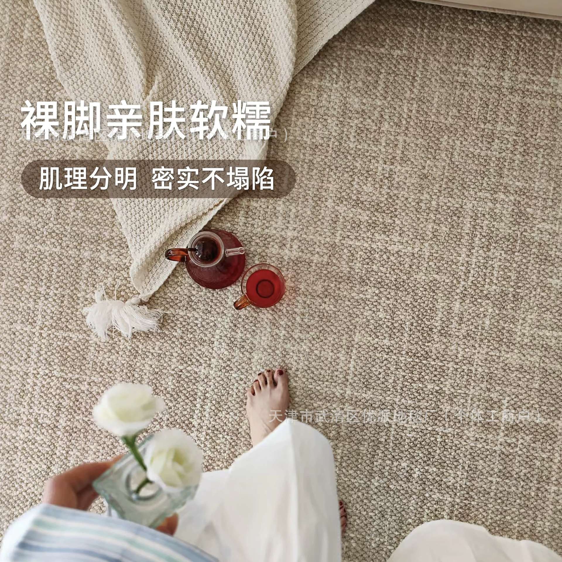 新西兰羊毛客厅轻奢高级地毯素色沙发茶几毯卧室地垫耐脏大宅标配