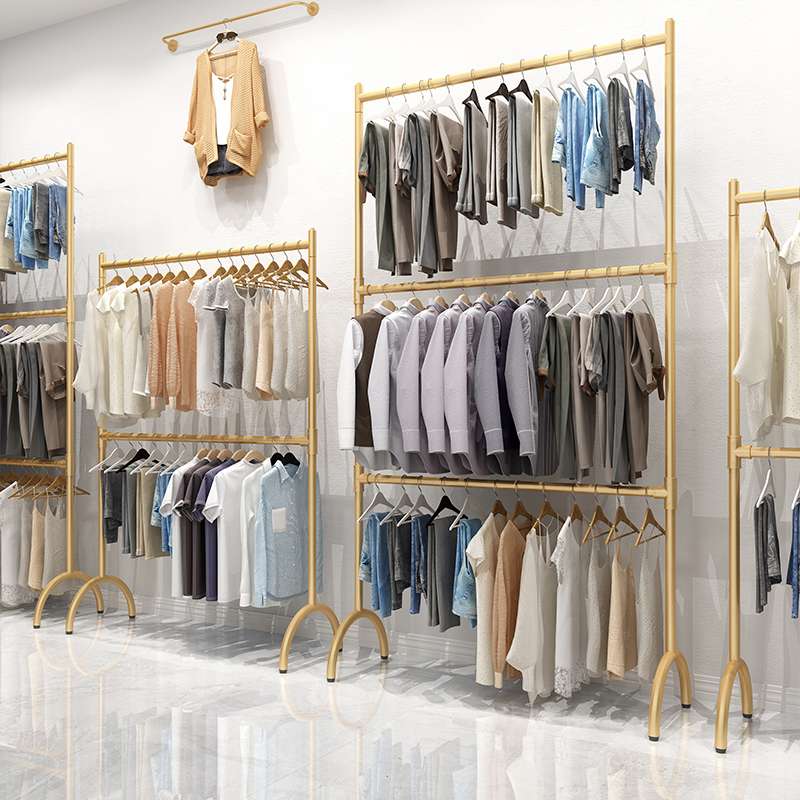 天台华莲双杆式晾衣架落地家用三层阳台卧室内晒衣挂衣架简易可升