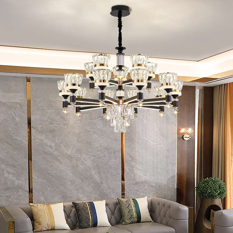 轻奢吊灯后现代水晶吊灯欧式客厅灯2025新款大气别墅餐厅灯具家用