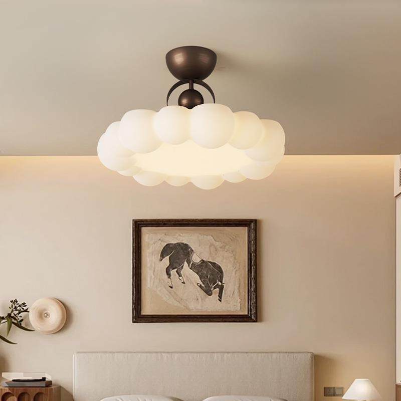 法式中古卧室吸顶灯PE滚塑新款花朵灯儿童房间灯护眼奶油吸顶灯