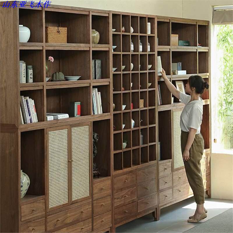 新中式黑胡桃木展示架全实木客厅多宝阁置物架现代简约轻奢博古