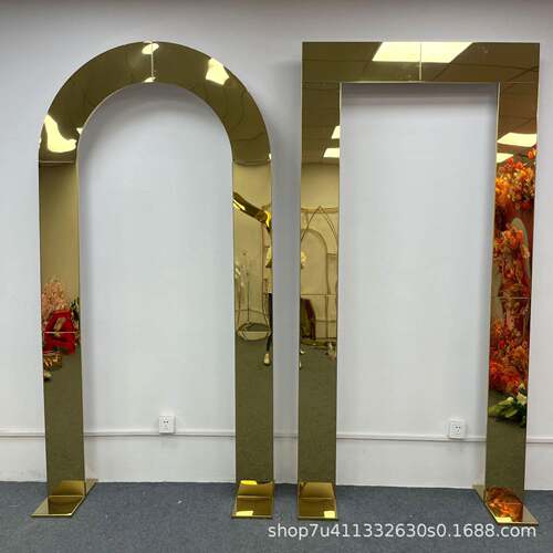 新款镀金背景架婚庆铁艺道具户外婚礼装饰不锈钢架子屏风指示牌