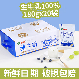 2月份科迪纯牛奶180g*20袋小白袋纯牛奶整箱批发特价全脂牛奶早餐