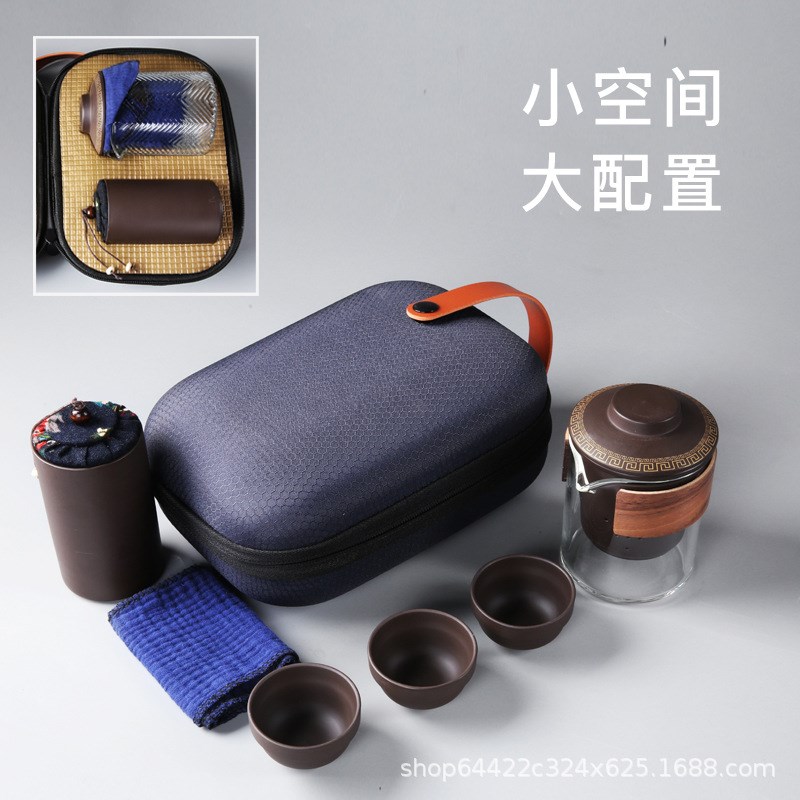 紫砂快客杯一壶三杯便携包旅行茶具套装商务活动庆礼品 定 制LOGO