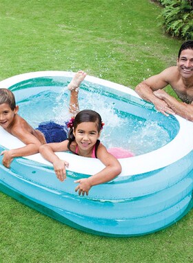 INTEX-57482透明椭圆水池儿童充气游泳池海洋球池