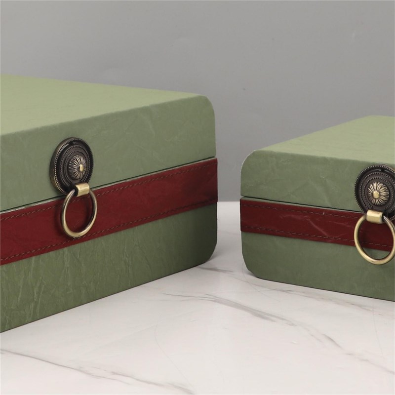 欧式轻奢软装皮革首饰收纳盒摆件样板间卧室梳妆台衣帽间家居饰品