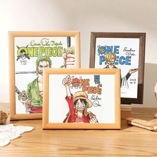 海贼王尾田荣一郎签名款路飞手绘风装饰画限定款收藏级周边相框画