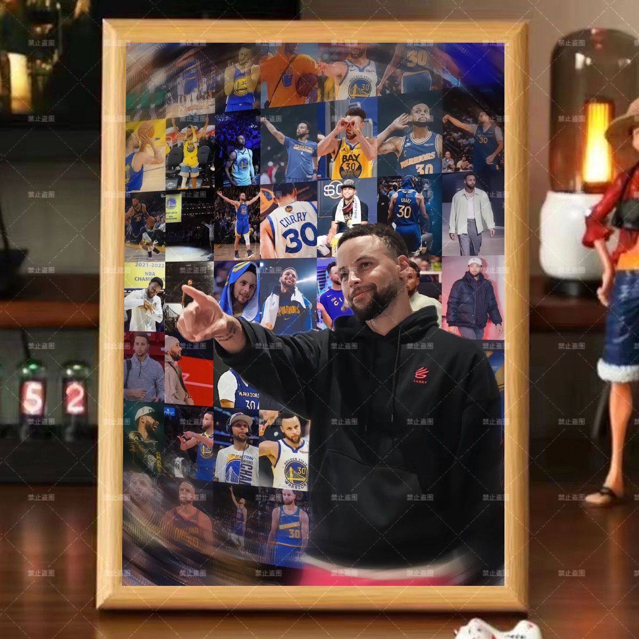 库里NBA篮球明星周边木质相框