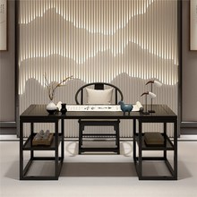 新中式实木电脑桌台式家用书桌学生书法桌会议单人办公桌椅组合