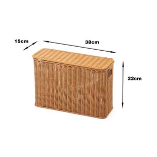 闲储窄高扁长型带盖收纳箱家用缝隙杂志筐仿藤编墙角沙发储物盒