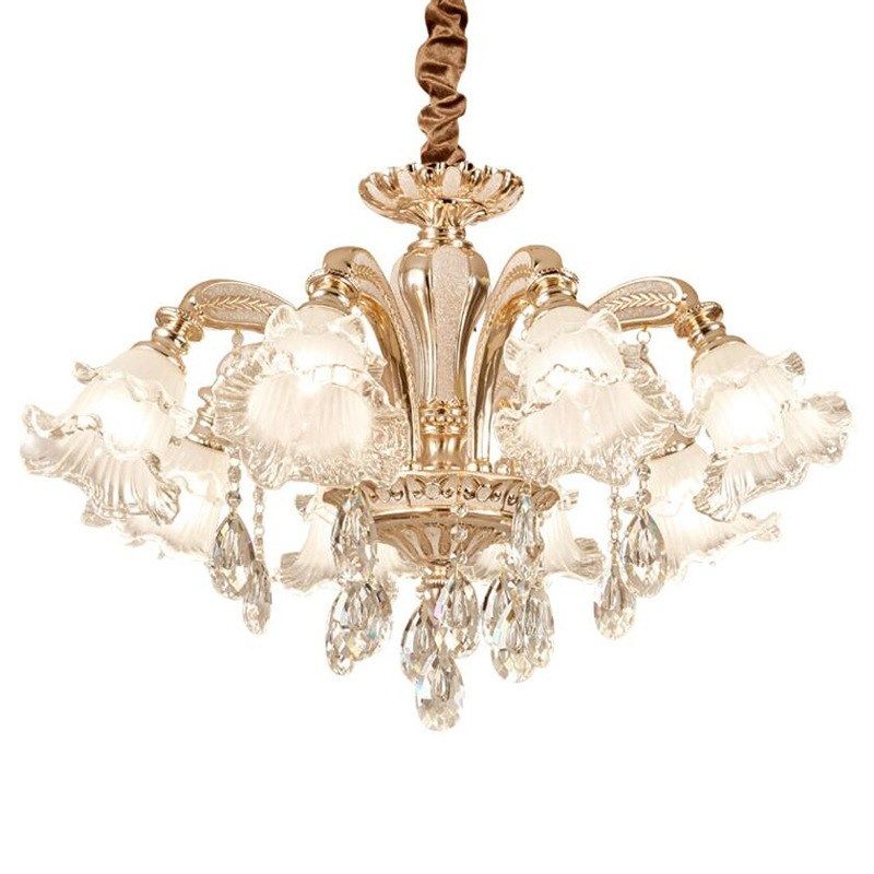 高档锌合金吊灯灯罩朝下客厅餐厅卧室吊灯欧式水晶吊灯