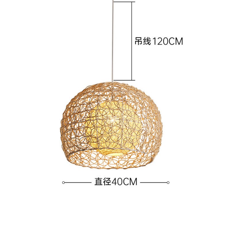日式吊灯简约创意个性藤编田园简约卧室客厅阳台餐厅圆形麻球灯具