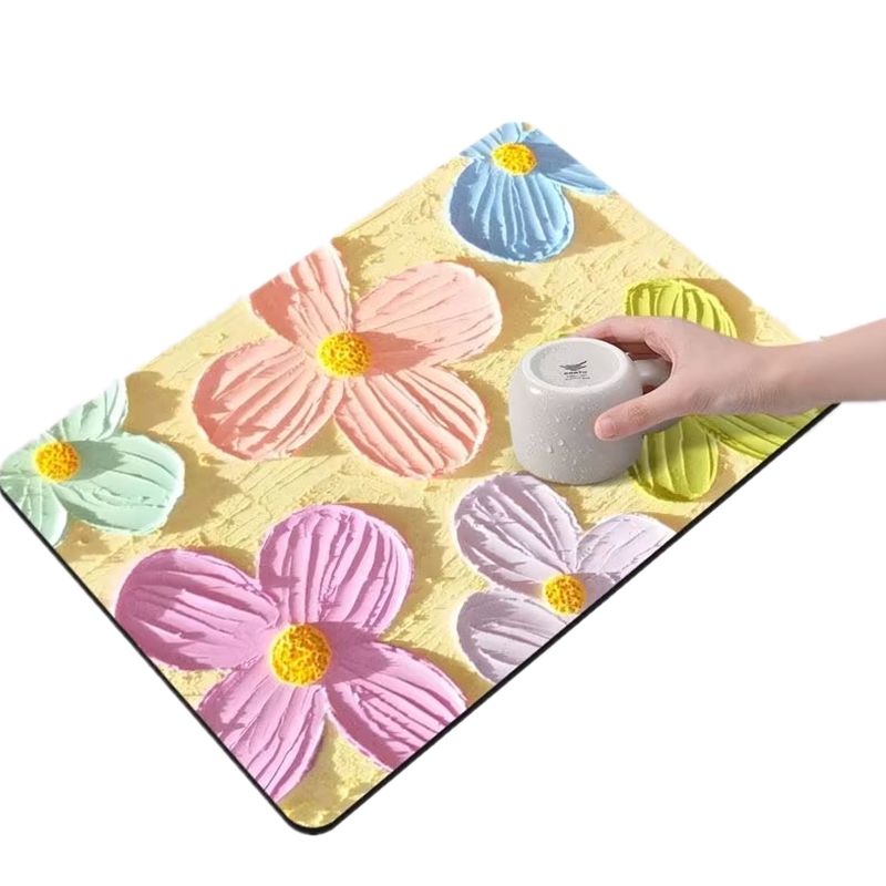 厨房吸水凉垫台面沥水垫子吧台杯子碗盘乾燥垫茶台洗手台矽藻泥地