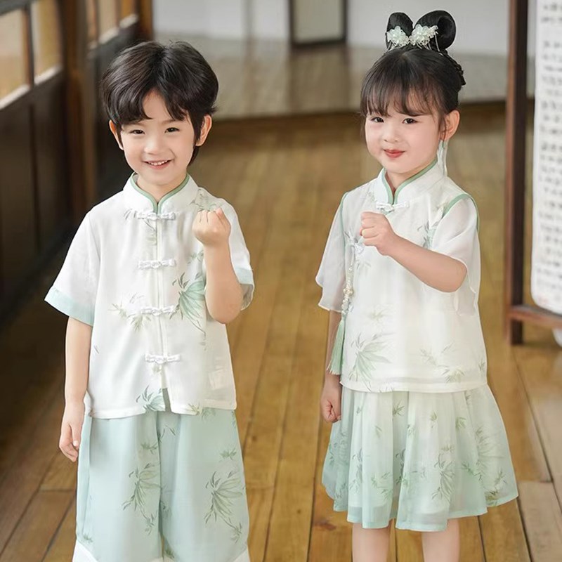 六一儿童汉服演出服中国风男童唐装幼儿园毕业照女童国风表演服装