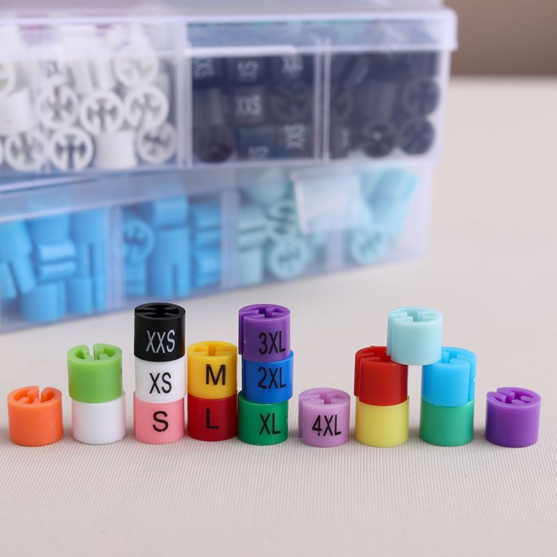 彩色尺码扣收纳盒可印字服装店童装透明裤子区分标记号码圈扣粒环