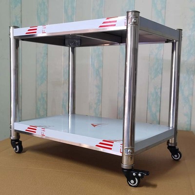 小型带轮子不锈钢置物架两层万向轮厨房储物收纳架落地多层可移动