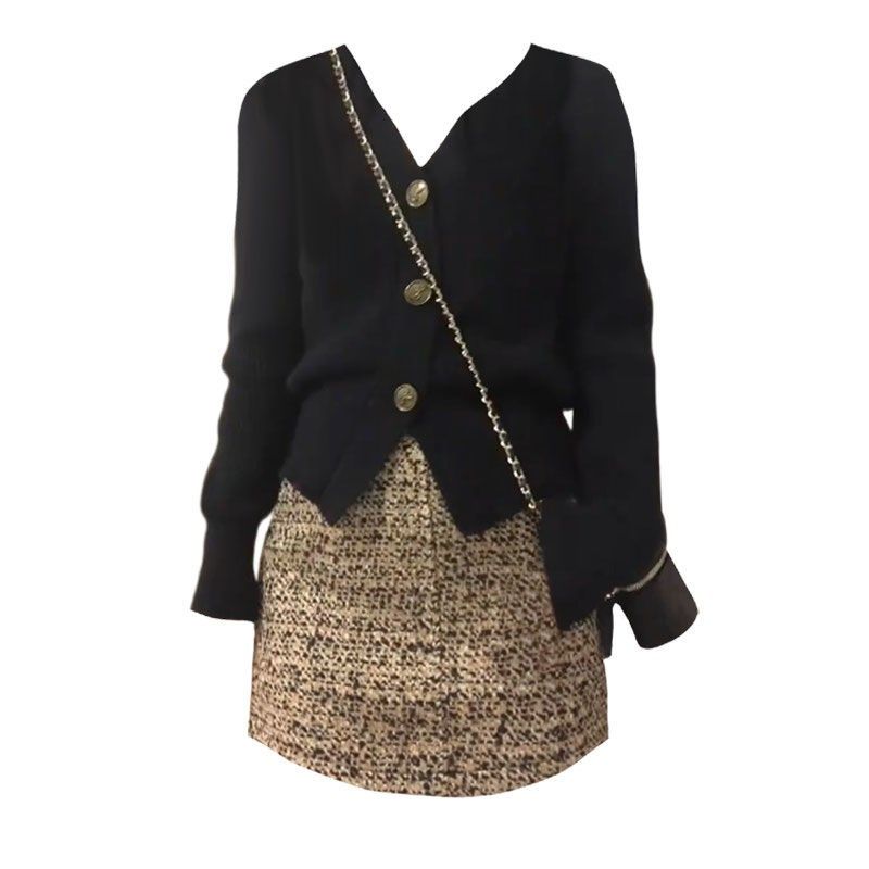 大码胖mm法式时尚气质黑色短款针织开衫女毛呢包臀半身裙早秋套装,女装/女士精品,时尚套装,淘宝优惠券,粉丝福利购,淘宝优惠卷