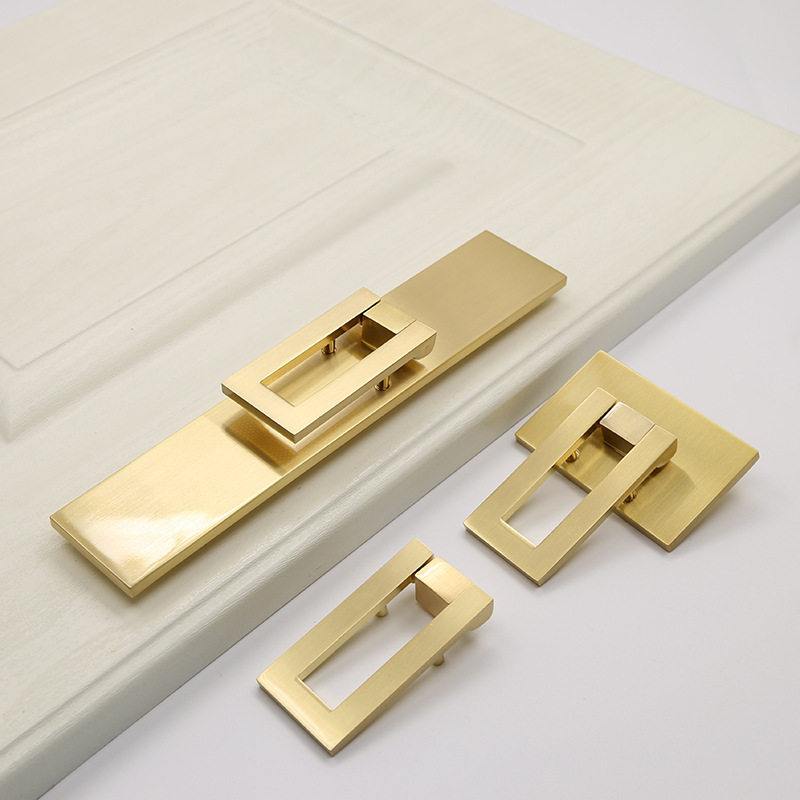 孔距32/64/96/128新中式铜金色实木衣柜门把手橱柜抽屉单孔小拉手