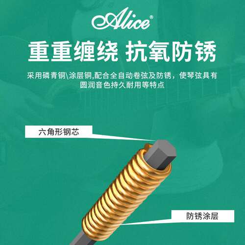 Alice爱丽丝吉他琴弦AW437 438民谣木吉他弦套装全套配件一套6根