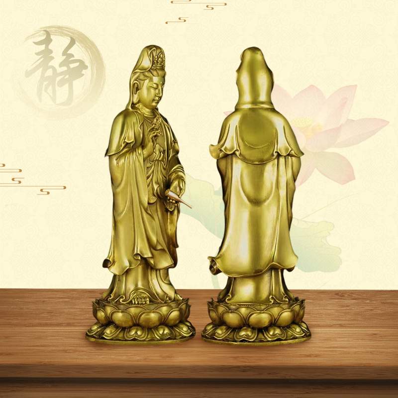 佛门西方三圣阿弥陀佛观世音菩萨大势至菩萨纯铜菩萨摆件