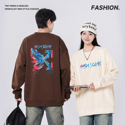秋季新款卡通印花连帽卫衣男女同款宽松设计潮流时尚长袖上衣