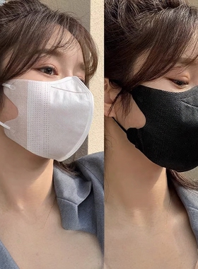 3d立体口罩不蹭妆不闷热独立包装一次性黑白色高颜值防尘面罩秋冬