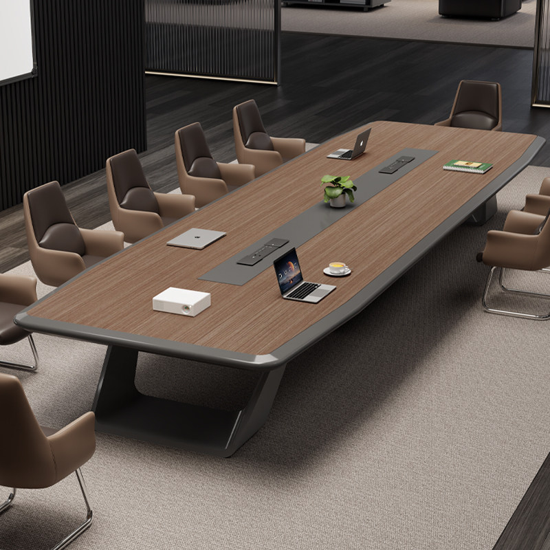 办公会议桌长桌简约现代长条桌会议室桌椅组合烤漆大型员工培训桌