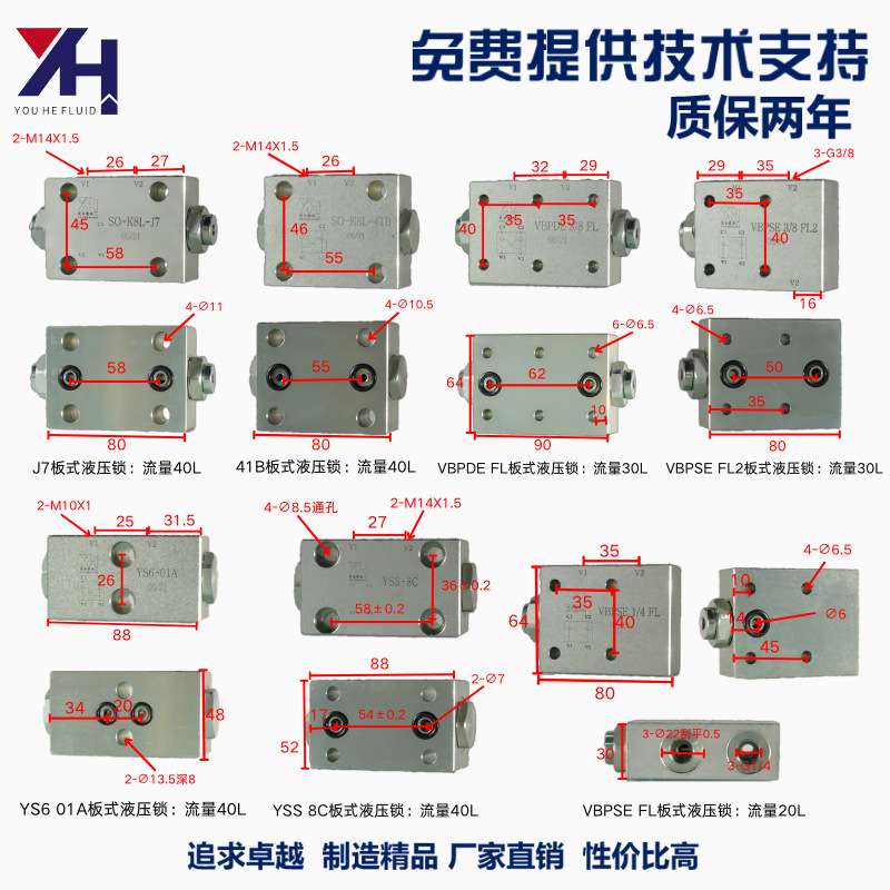 双向液压锁 版式液压锁 支腿油缸用 VBPDE系列  41B