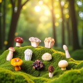 仿真写实蔬菜模型食玩小蘑菇香菇羊肚菌玩偶微景观摆件迷你装 饰品