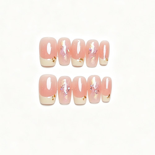 COLORHER粉渐变亮片短款穿戴甲
