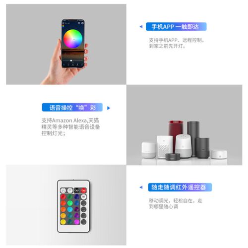 lexa语音迷你WIFI七彩RGB低压灯带手机控制LED呼吸RGBW24键遥控器