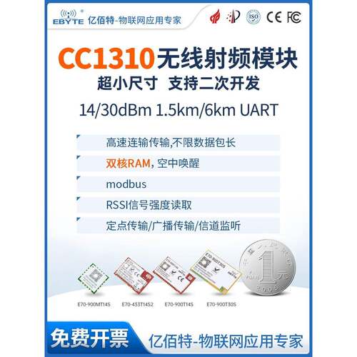 433无线模块射频CC1310/CC1101收发双核ARM控制器RFID支持Modbus