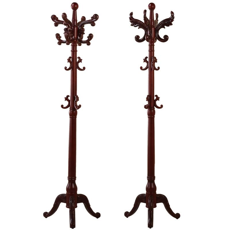 BX62实木挂衣架单杆落地衣帽架置物卧室简约现代家用客厅欧式