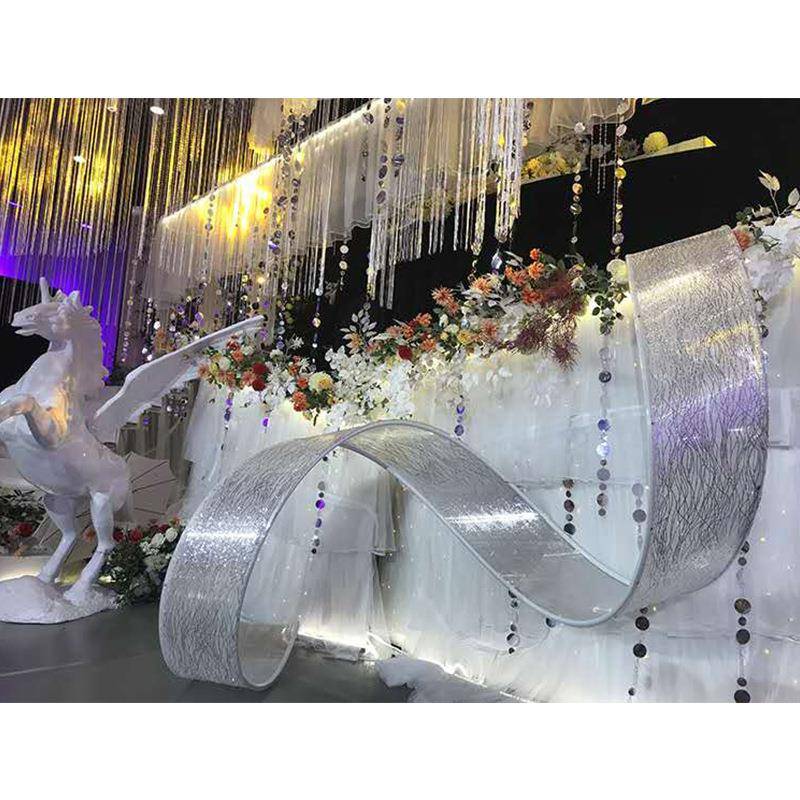 欧式创意摆件亮条波纹自由曲线婚礼舞台布置装饰婚庆路引吊顶挂饰