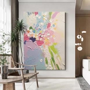 纯手绘油画抽象彩色艺术感客厅装饰画高级感撞色玄关丙烯肌理挂画