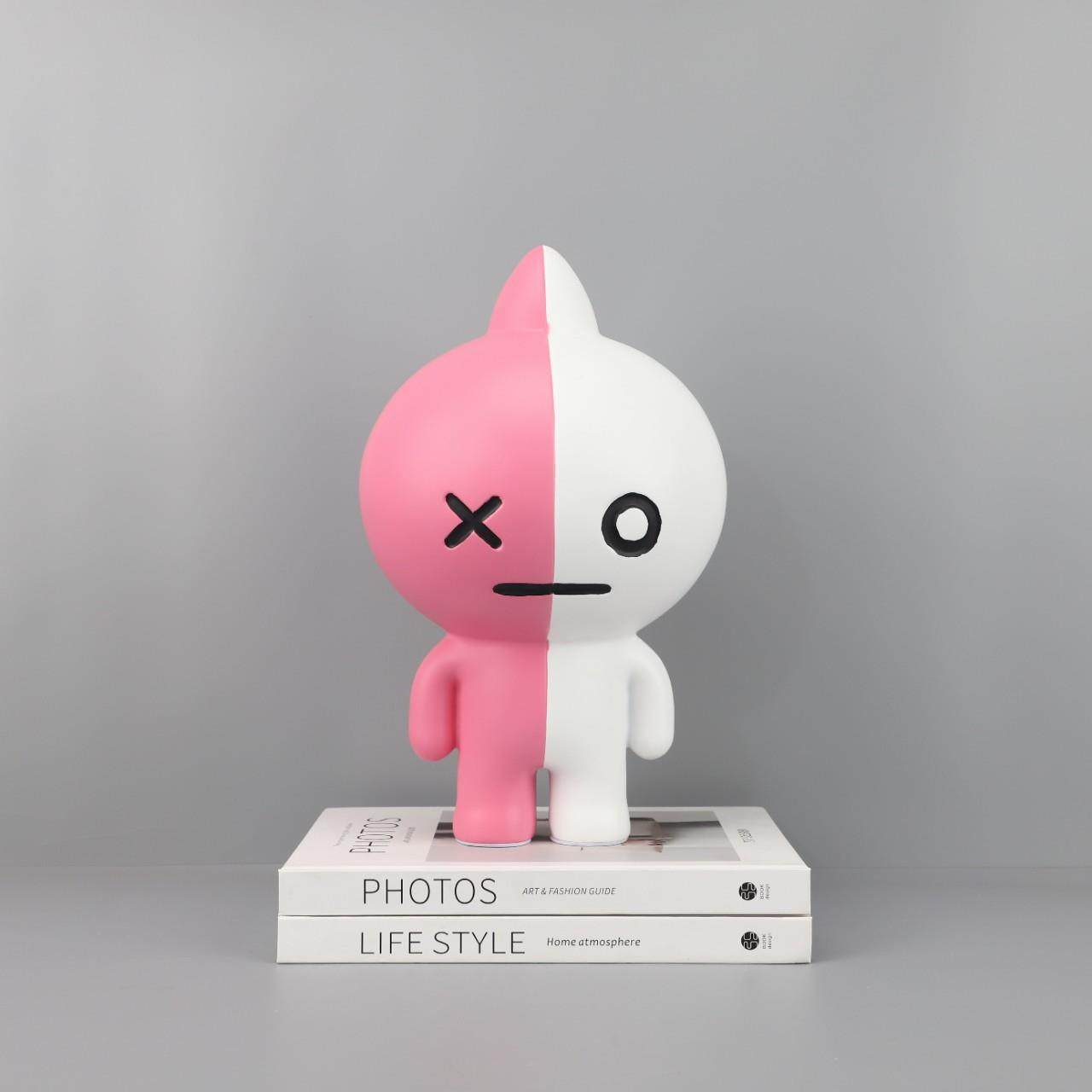 北欧轻奢创意粉白双面可爱机器人树脂摆件客厅卧室儿童房家居饰品,特色手工艺,其他特色工艺品,淘宝优惠券,粉丝福利购,淘宝优惠卷